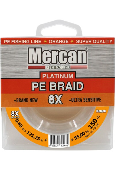 Mercan Platinum Pe 8x Örgü Ip 150 M Turuncu Makara Misina