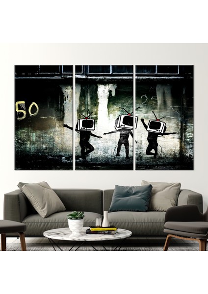 3 Parçalı Kanvas Tablo, Banksy Dancing Tv, Soyut Kanvas Baskı, Resim Sanat, Sokak Kanvas, fiyatları