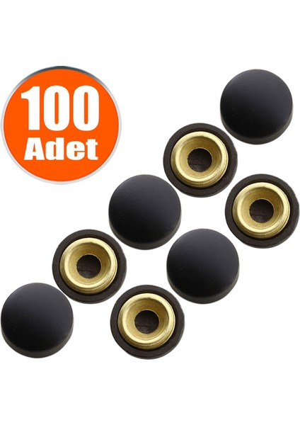 Dekoratif Vida Kapağı Kapatıcı 15 mm Mat Siyah Vida Tapası Tıpası (100 Adet)