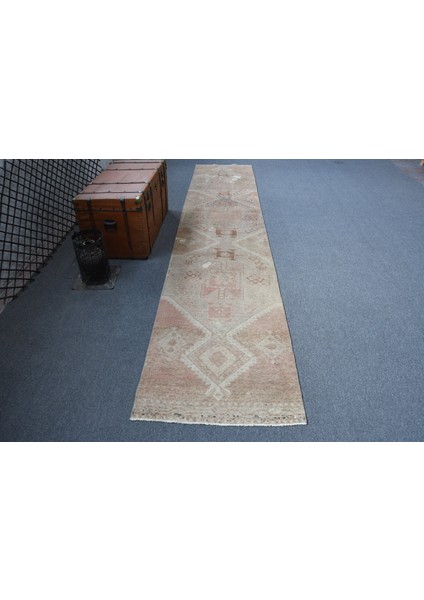 Eskitme Halı Türk Halısı Halı 79X391 Cm Kırmızı Halı El Dokuma Koridor Halı 11860