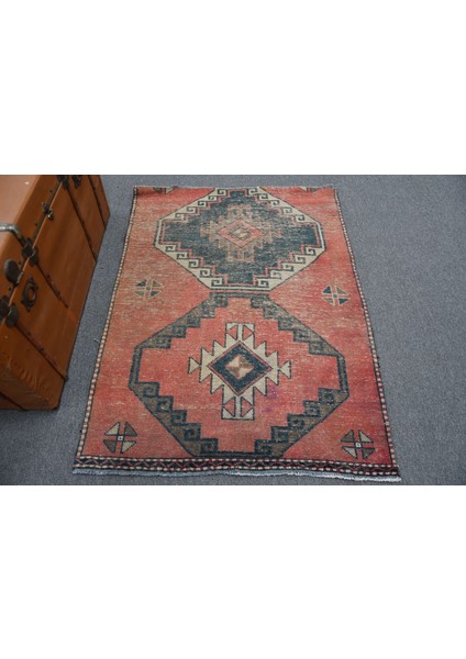 Eskitme Halı Türk Halısı Halı 99X137 Cm Kırmızı Halı El Yapımı Yatak Odası Halı 11758