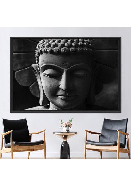 1 Parça Siyah Çerçeveli Kanvas Tablo, Buda Duvar Dekoru, Zen Kanvas, Modern Duvar Dekoru,