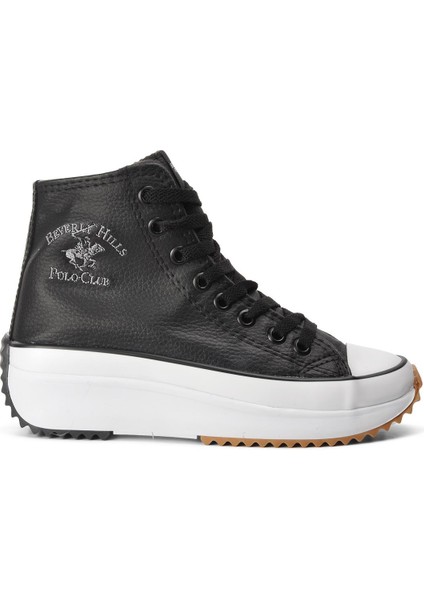 PO-30021 Siyah-Beyaz Içi Polarlı Kadın Hi Sneaker
