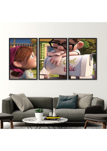 3 Parçalı Siyah Çerçeveli Kanvas Tablo, Carl Fredricksen Kanvas Dekor, fiyatları