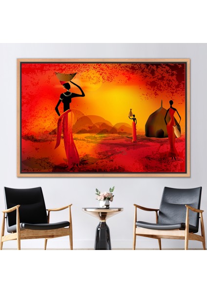 1 Parça Naturel Çerçeveli Kanvas Tablo, Afrikalı Sanat Eseri, Çöl Manzarası Duvar Dekoru,