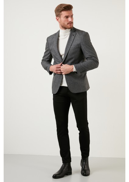 Ekose Desenli Slim Fit Tek Yırtmaçlı Blazer Ceket Erkek Ceket 2163781