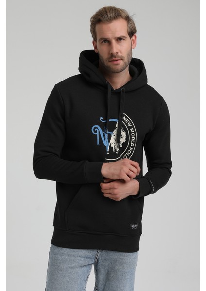 Kapüşonlu Siyah Slim Fit Sweatshirt 22FWM64030