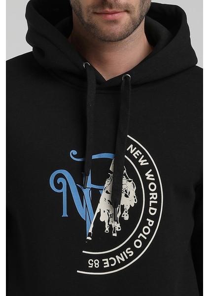 Kapüşonlu Siyah Slim Fit Sweatshirt 22FWM64030