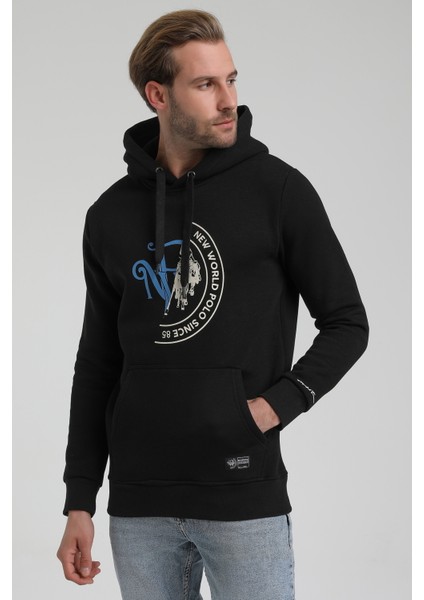 Kapüşonlu Siyah Slim Fit Sweatshirt 22FWM64030