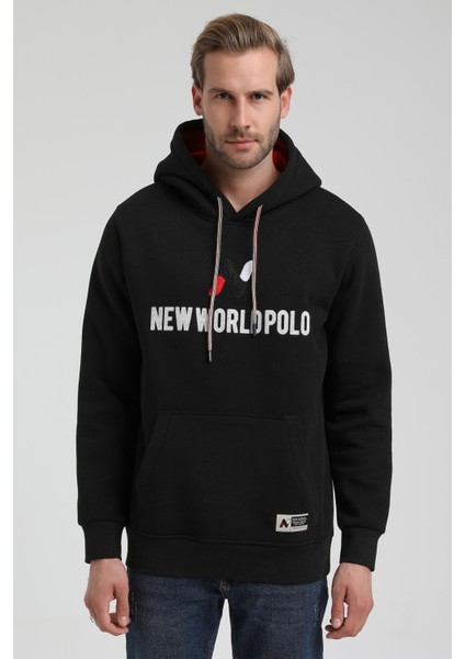 Kapüşonlu Siyah Slim Fit Sweatshirt 22FWM64032