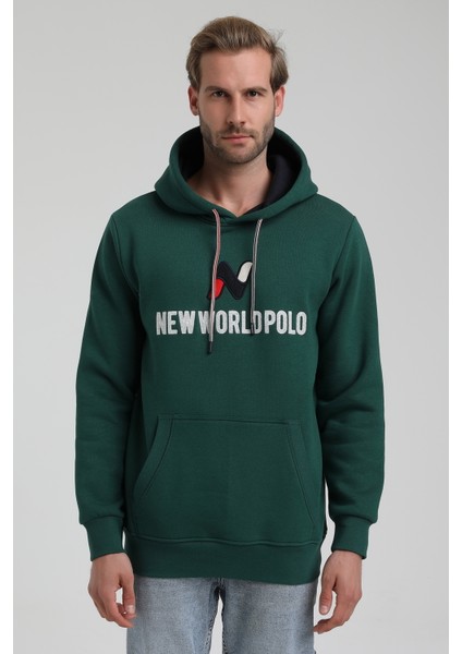 Kapüşonlu Koyu Yeşil Slim Fit Sweatshirt 22FWM64032