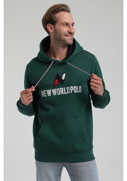 Kapüşonlu Koyu Yeşil Slim Fit Sweatshirt 22FWM64032 modelleri