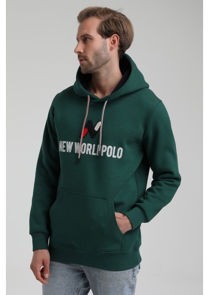 Kapüşonlu Koyu Yeşil Slim Fit Sweatshirt 22FWM64032 fırsatları