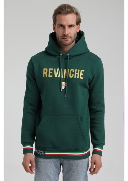 Kapüşonlu Koyu Yeşil Slim Fit Sweatshirt 22FWM64036