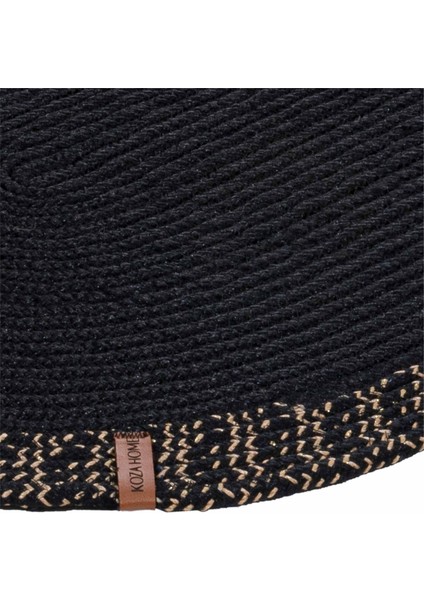 Cesta El Yapımı Pamuklu Siyah Jüt Hasır Dekoratif Kilim 9005