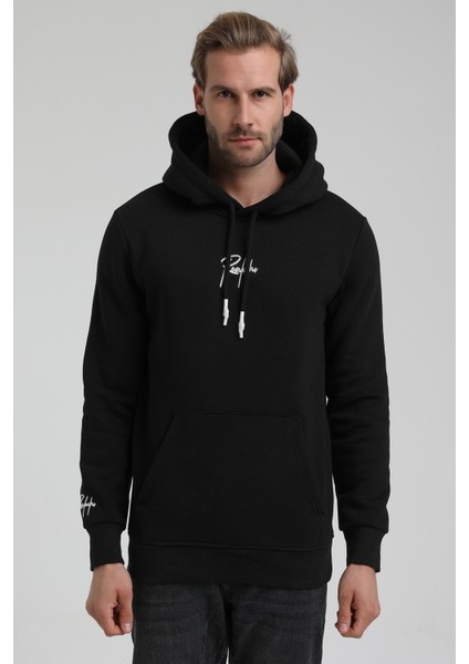 Kapüşonlu Siyah Slim Fit Sweatshirt 22FWM64034