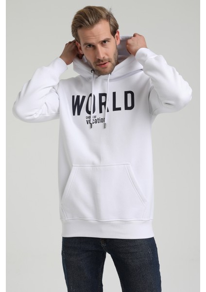 Kapüşonlu Beyaz Slim Fit Sweatshirt 22FWM64035 modelleri