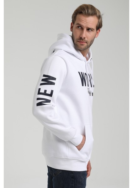 Kapüşonlu Beyaz Slim Fit Sweatshirt 22FWM64035 fırsatları
