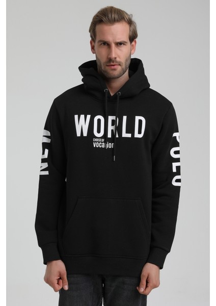 Kapüşonlu Siyah Slim Fit Sweatshirt 22FWM64035