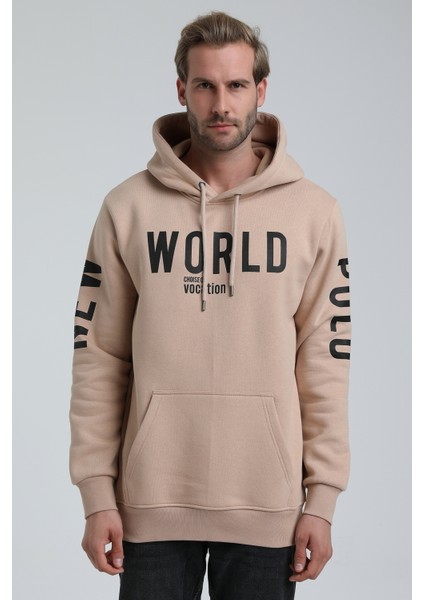 Kapüşonlu Bej Slim Fit Sweatshirt 22FWM64035
