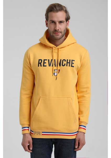Kapüşonlu Hardal Slim Fit Sweatshirt 22FWM64036