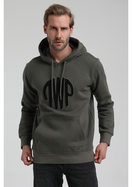 Kapüşonlu Haki Slim Fit Sweatshirt 22FWM64037