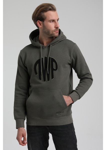 Kapüşonlu Haki Slim Fit Sweatshirt 22FWM64037