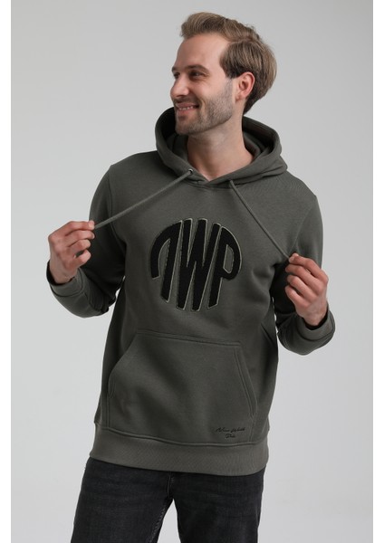 Kapüşonlu Haki Slim Fit Sweatshirt 22FWM64037