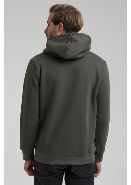 Kapüşonlu Haki Slim Fit Sweatshirt 22FWM64037