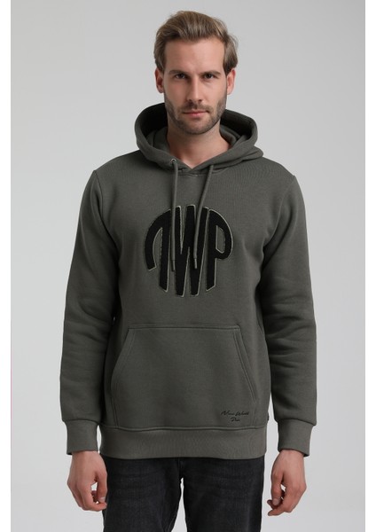 Kapüşonlu Haki Slim Fit Sweatshirt 22FWM64037