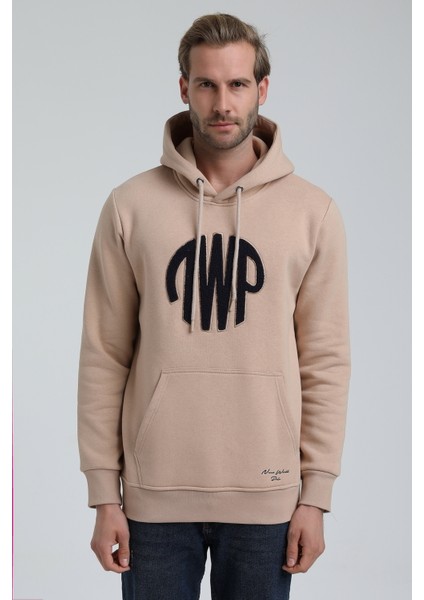 Kapüşonlu Bej Slim Fit Sweatshirt 22FWM64037