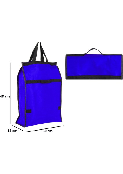 Mavi- Piknik Çantası - Pazar Torbası - Katlanır - Portatif Çanta