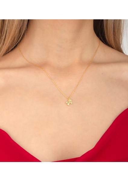 925 Ayar Gümüş Taşlı Unicorn Kolye ( Altın ) indirimleri