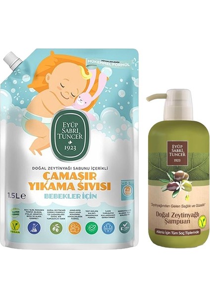 Şampuan Zeytinyağlı 600 ml ve Bebek Çamaşır Deterjanı 1500 ml
