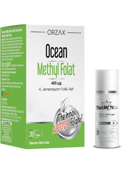Methyl Folat Folik Asit 30 Tablet Gıda Takviyesi + Yüz Temizleme Jeli 100ML Hediyeli