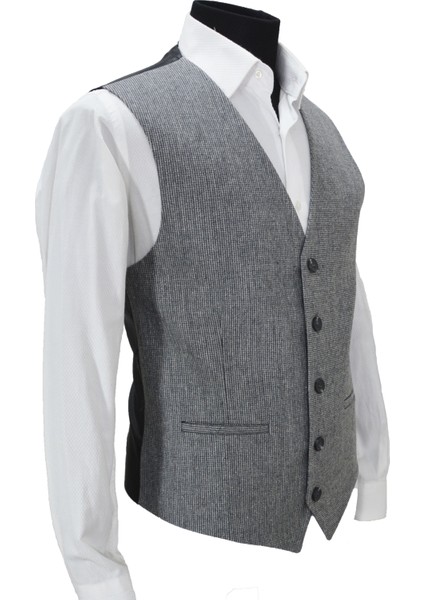 Erkek Yelek V Yaka Gri Desenli 50429 Xl fiyatları