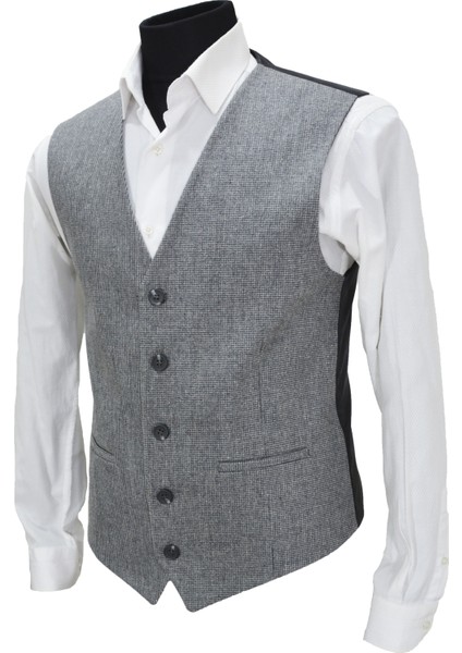 Erkek Yelek V Yaka Gri Desenli 50429 Xl modelleri