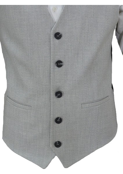 Erkek Yelek V Yaka Açık Gri Balık Sırtı 50434 M fırsatları