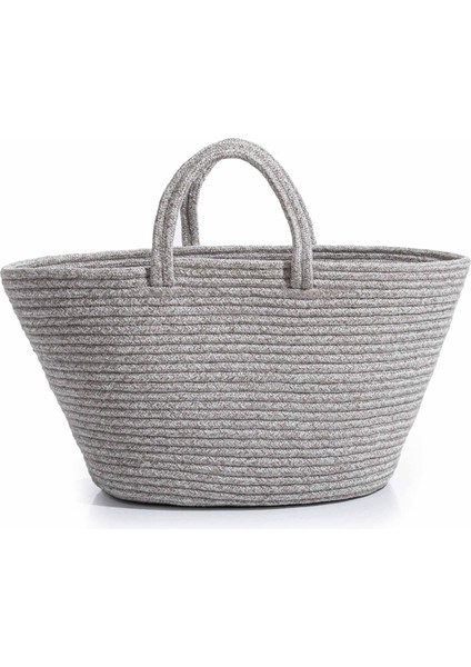Cesta El Yapımı Pamuklu Gri Hasır Çanta Plaj Gündelik Dekoratif Çanta 26x57cm modelleri