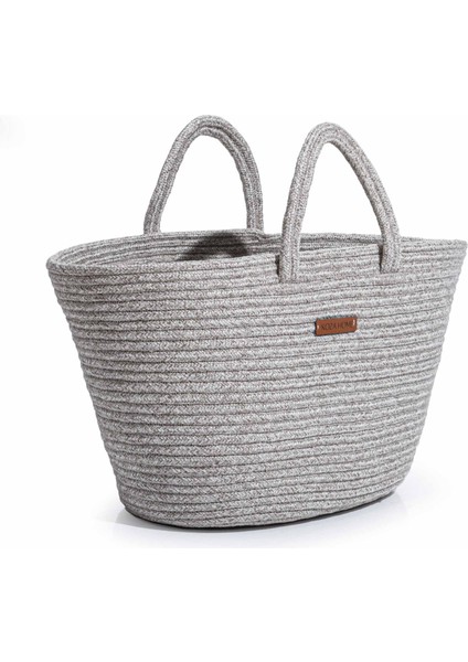 Cesta El Yapımı Pamuklu Gri Hasır Çanta Plaj Gündelik Dekoratif Çanta 26x57cm fırsatları