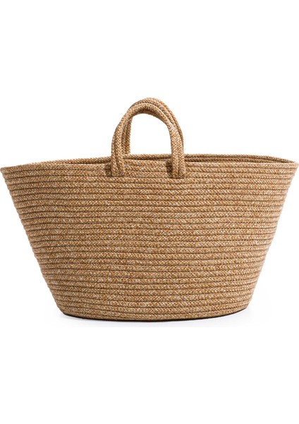 Cesta El Yapımı Pamuklu Natural Hasır Çanta Plaj Gündelik Dekoratif Çanta 26x57cm
