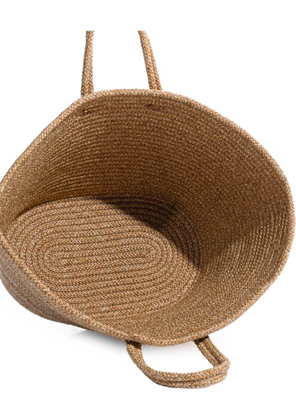 Cesta El Yapımı Pamuklu Natural Hasır Çanta Plaj Gündelik Dekoratif Çanta 26x57cm