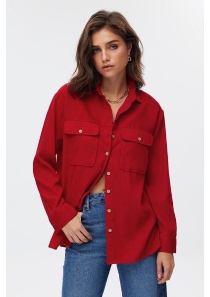 Düğme Detaylı Kadın Gömlek