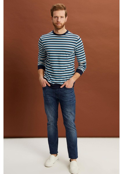 Çizgili Regular Fit Sweatshirt (E22-72041)