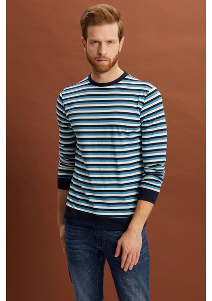 Çizgili Regular Fit Sweatshirt (E22-72041)