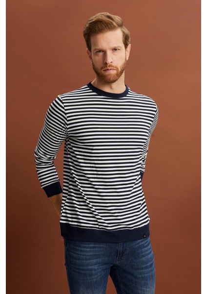 Çizgili Regular Fit Sweatshirt (E22-72041)