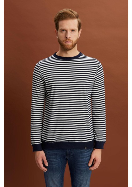 Çizgili Regular Fit Sweatshirt (E22-72041)
