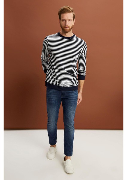 Çizgili Regular Fit Sweatshirt (E22-72041)