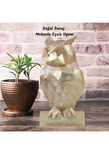 Dekoratif Baykuş Biblo Heykel El Yapımı Hediyelik Süs Eşyası Poly Model Tasarım Ürünü
