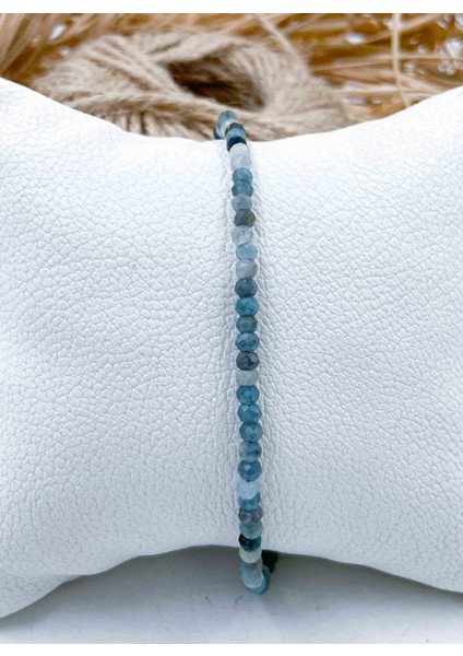 Mavi Turmalin Doğal Taş Bileklik 2*3 mm